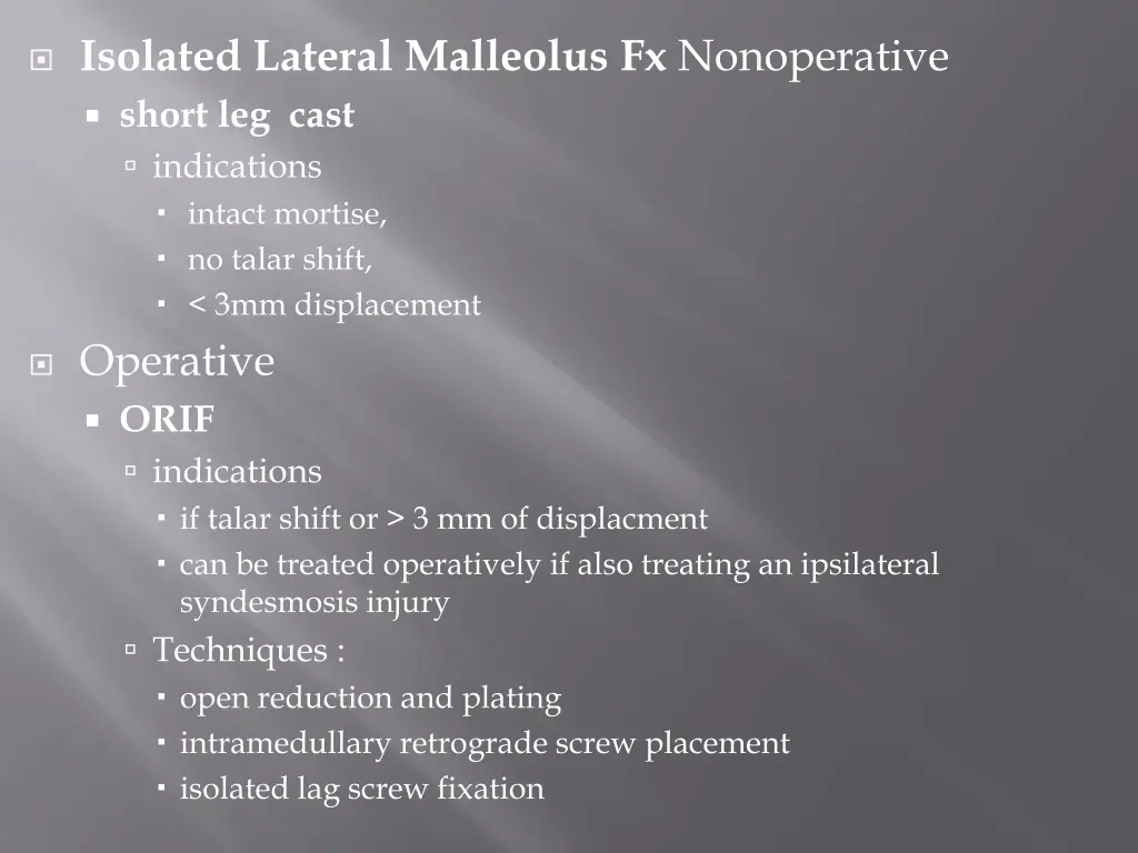 isolated lateral malleolus fx nonoperative short