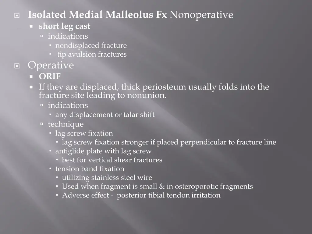 isolated medial malleolus fx nonoperative short