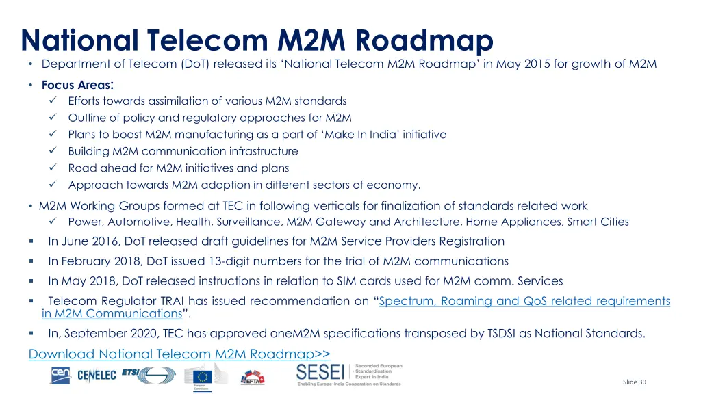 national telecom m2m roadmap department