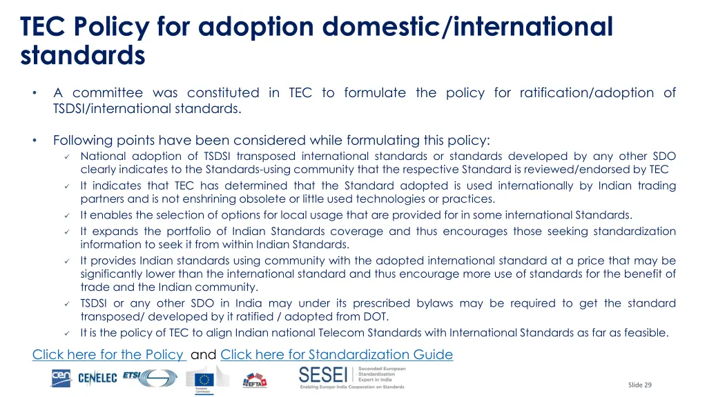 tec policy for adoption domestic international