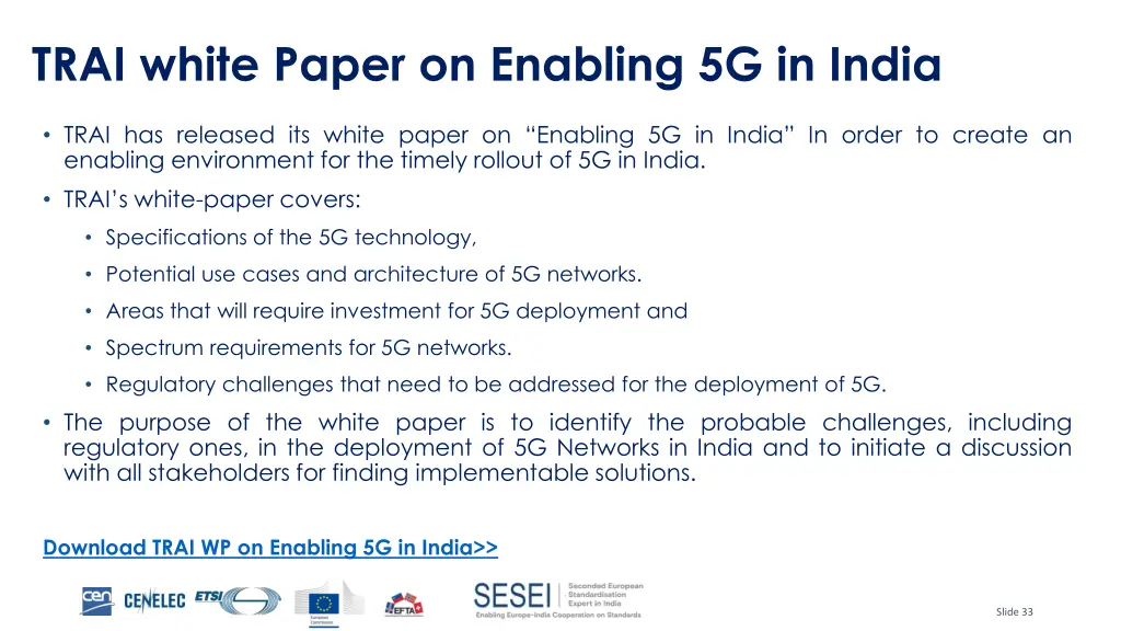 trai white paper on enabling 5g in india