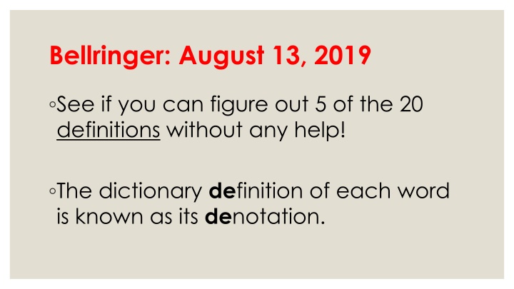 bellringer august 13 2019