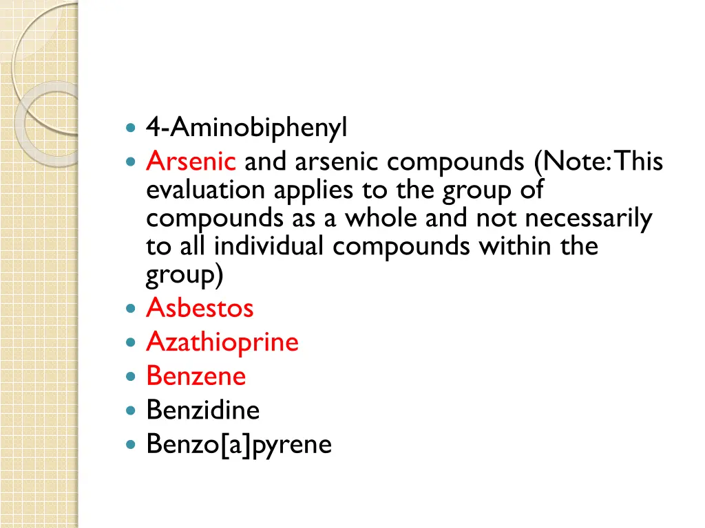 4 aminobiphenyl arsenic and arsenic compounds