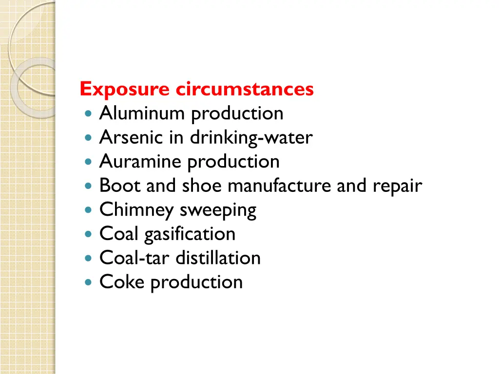 exposure circumstances aluminum production