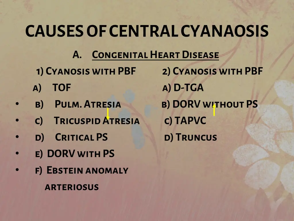 causes of central cyanaosis a congenital heart