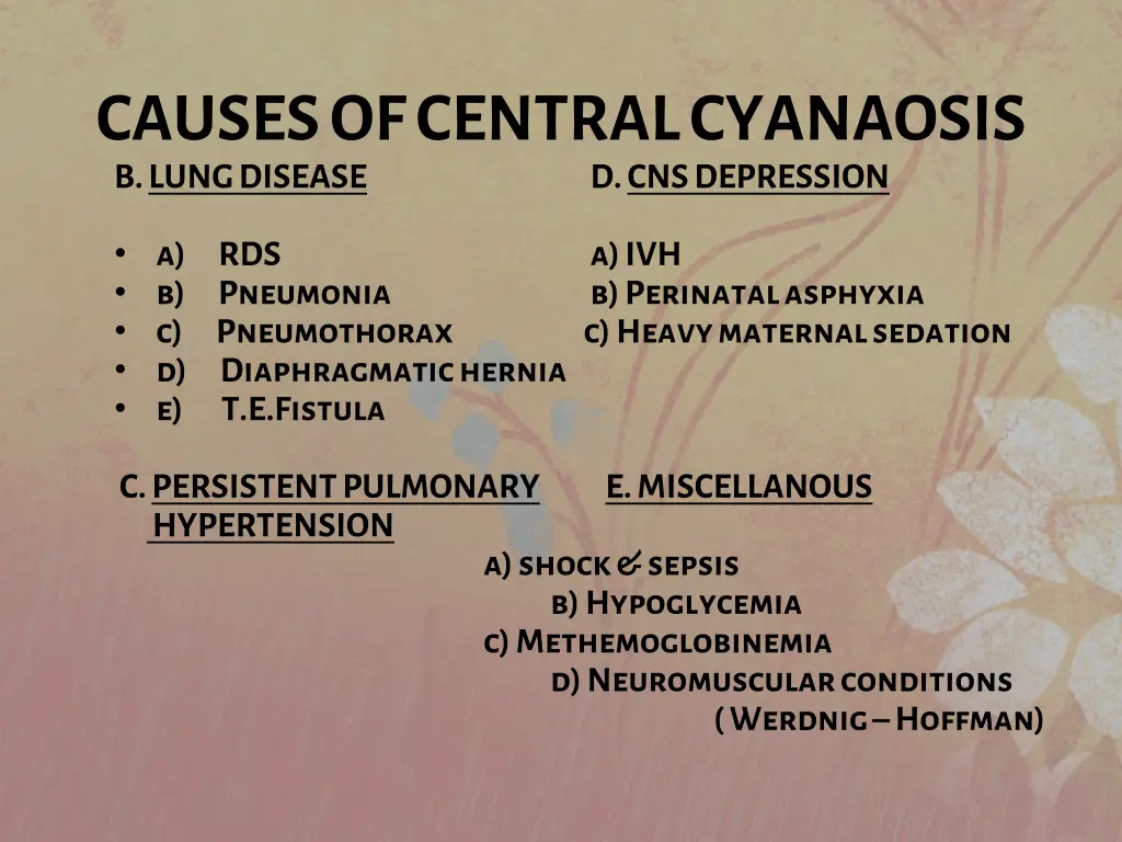 causes of central cyanaosis