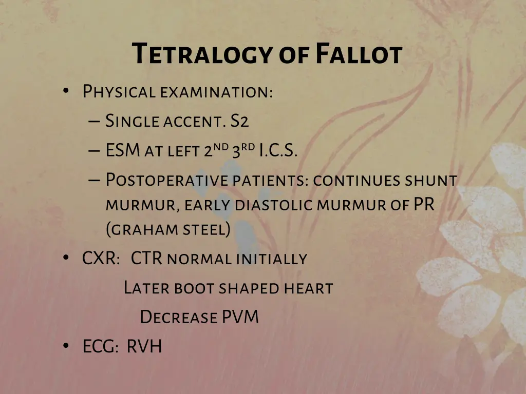 tetralogy of fallot physical examination single