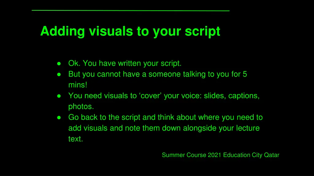 adding visuals to your script