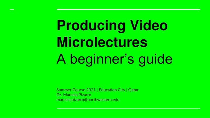 producing video microlectures a beginner s guide