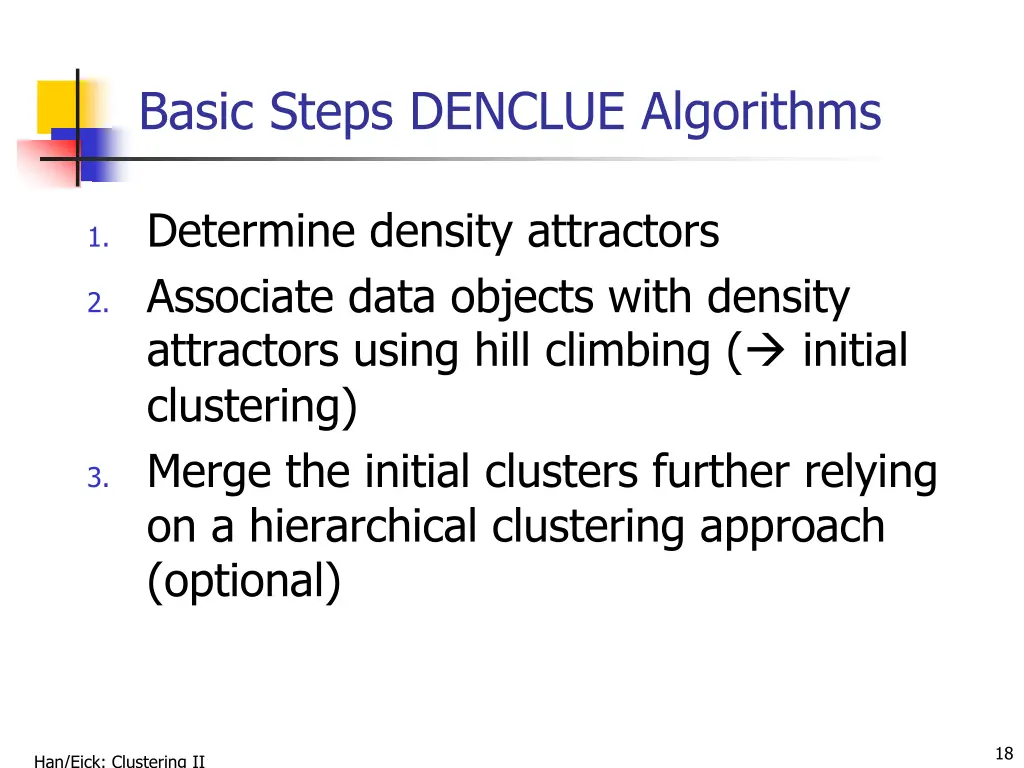 basic steps denclue algorithms