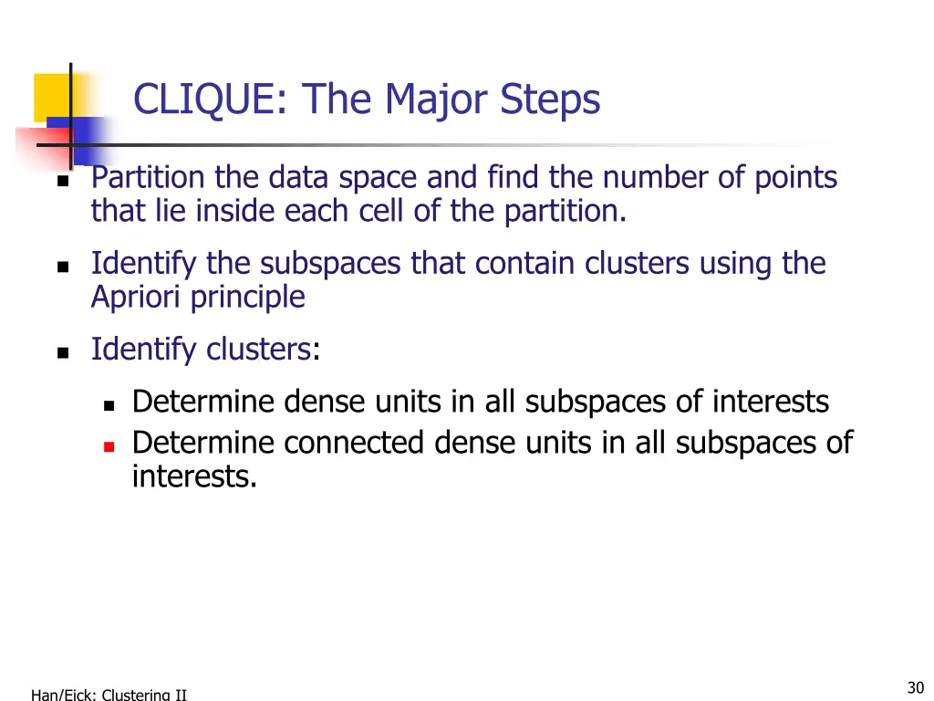 clique the major steps