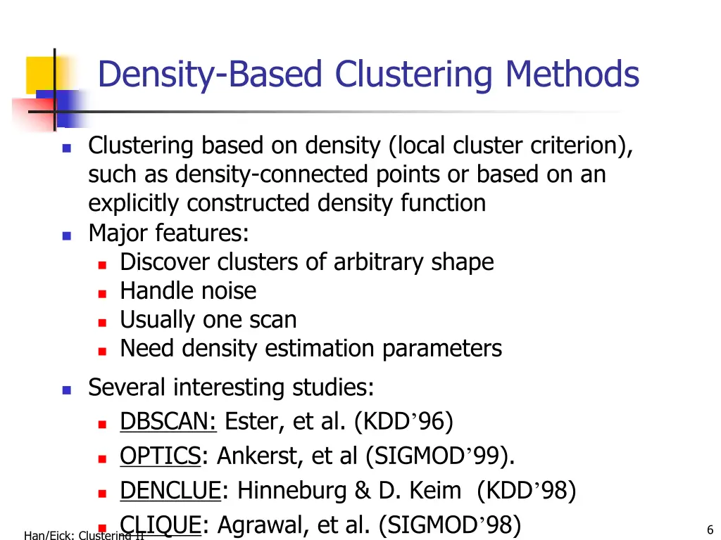 density based clustering methods