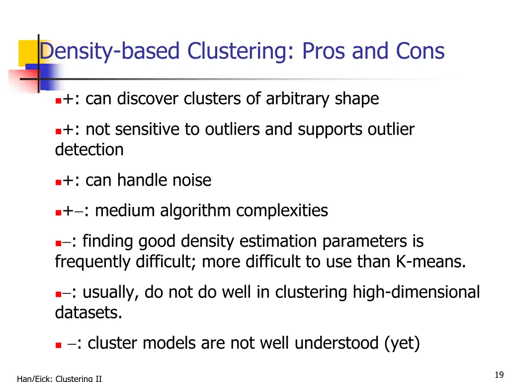 density based clustering pros and cons