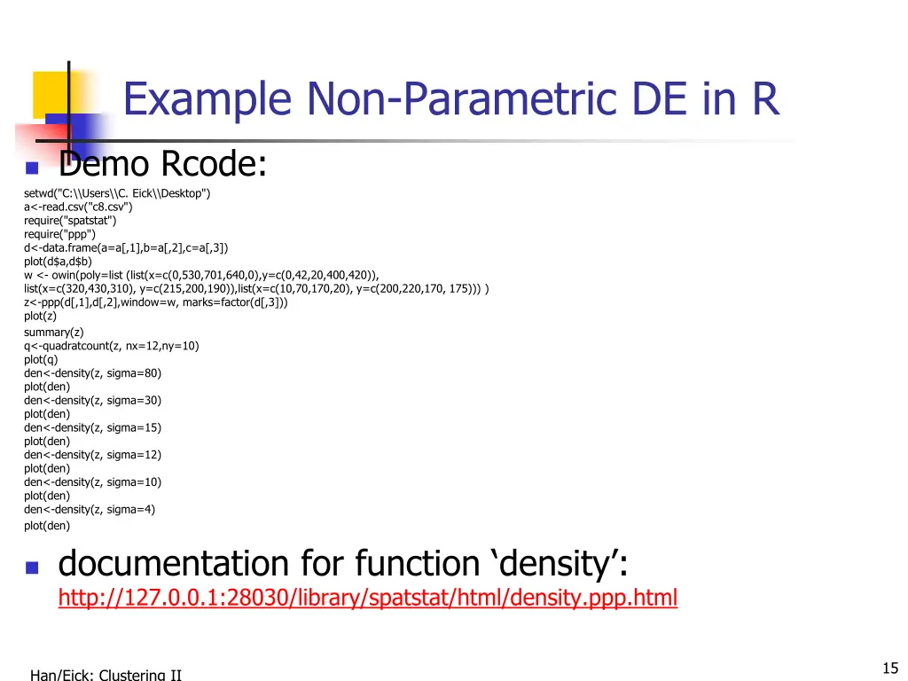 example non parametric de in r