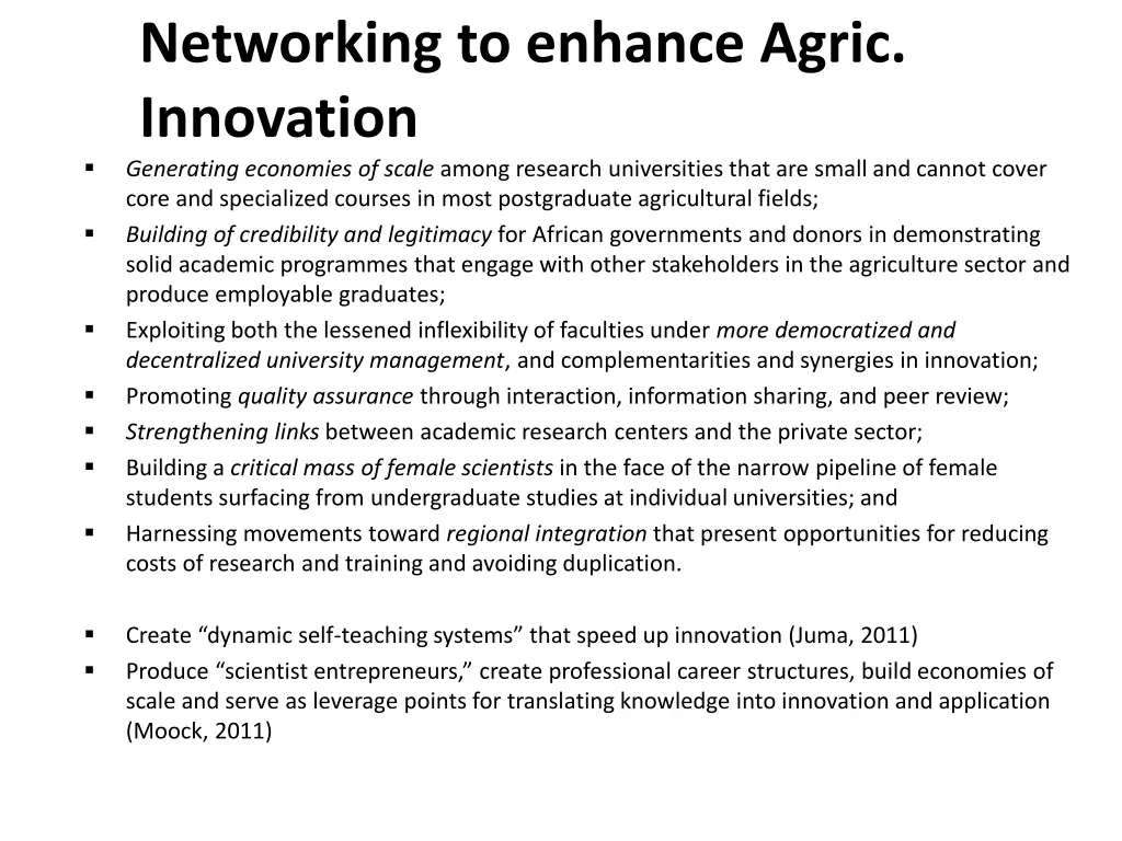 networking to enhance agric innovation generating