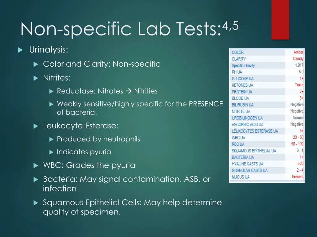 non specific lab tests 4 5