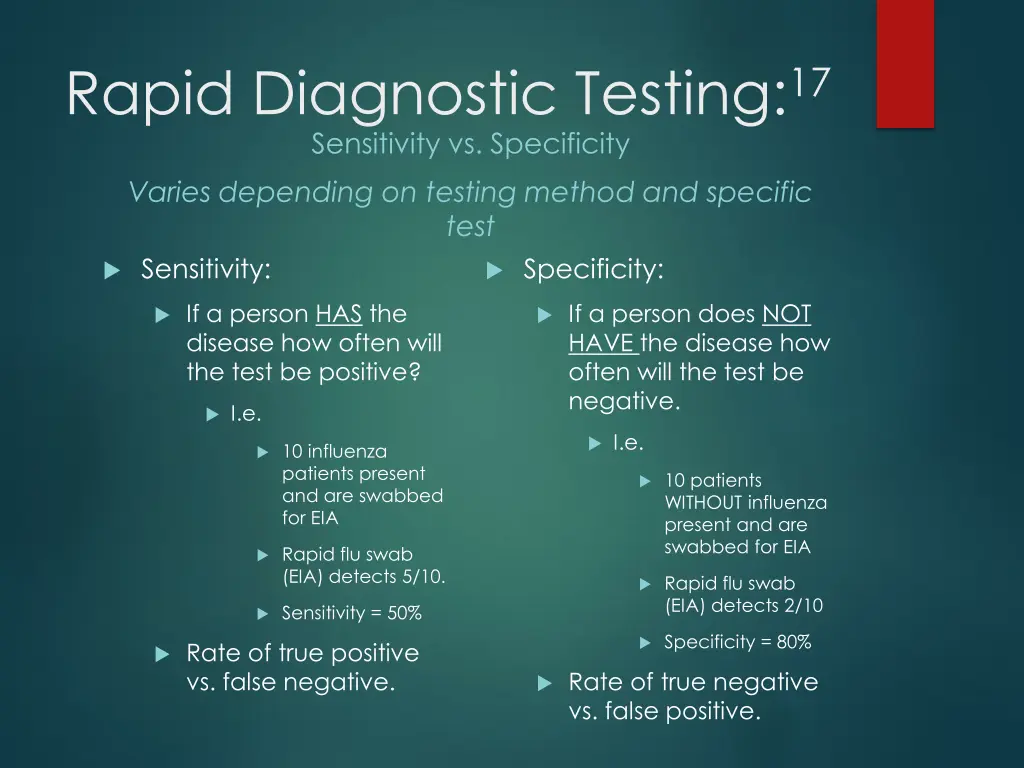 rapid diagnostic testing 17 sensitivity