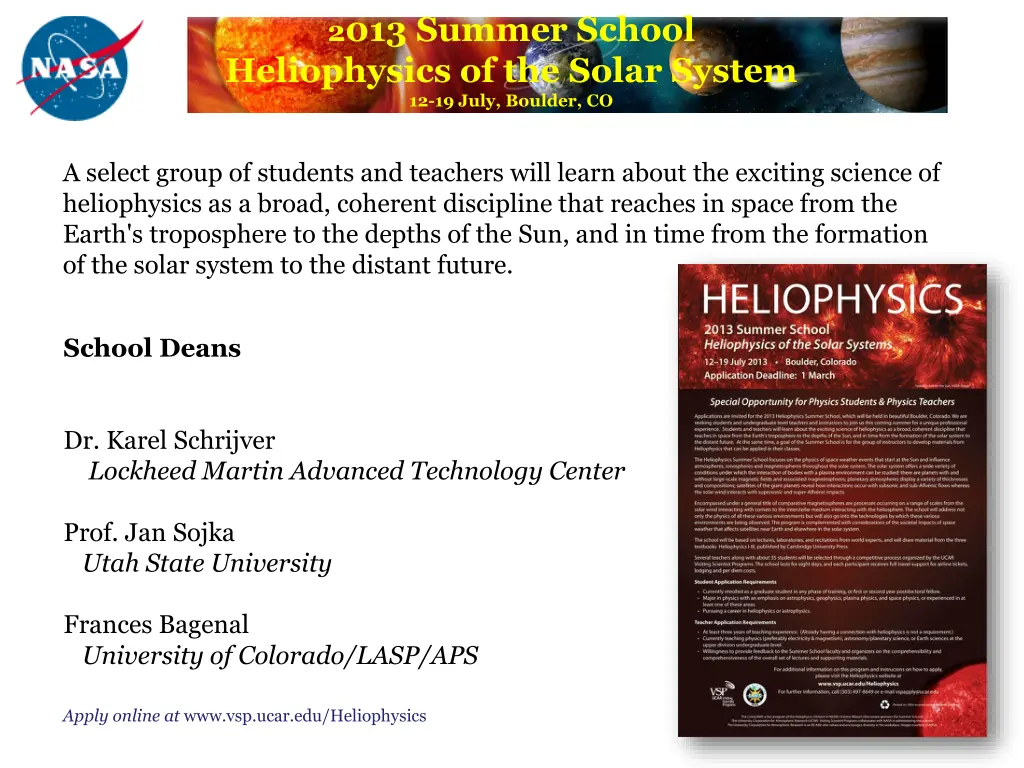 2 013 summer school heliophysics of the solar