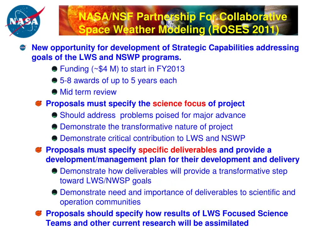 nasa nsf partnership for collaborative space