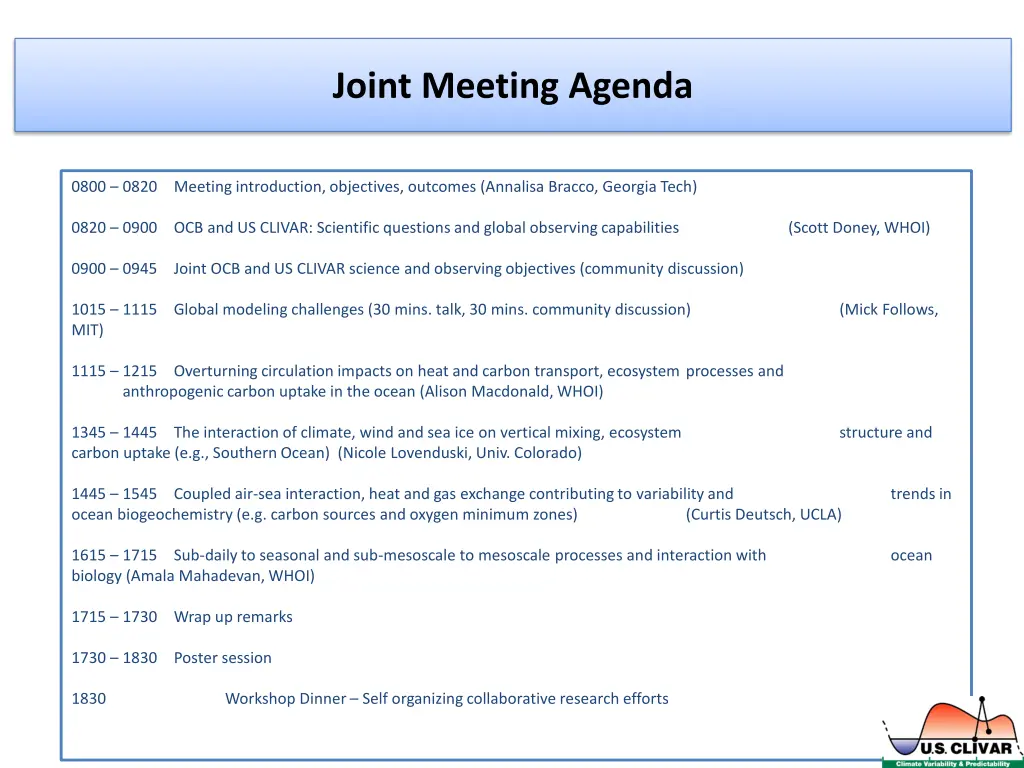 joint meeting agenda