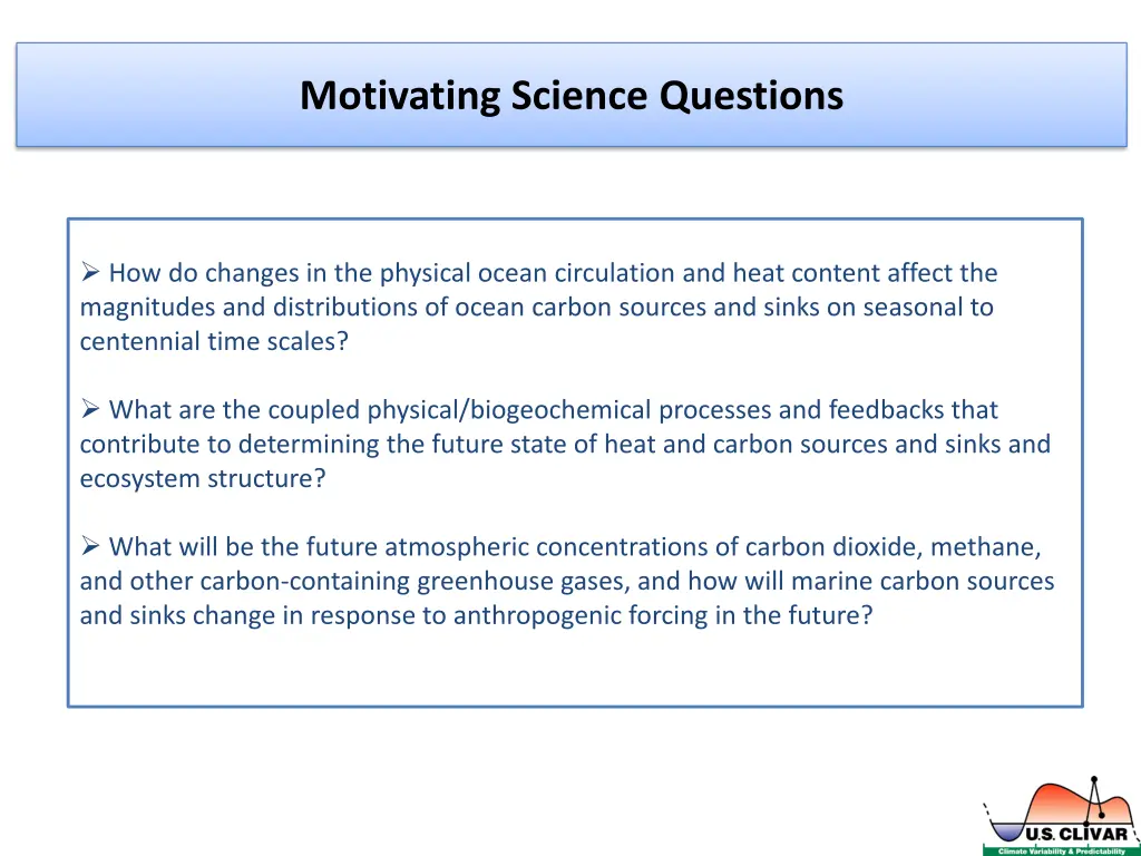 motivating science questions