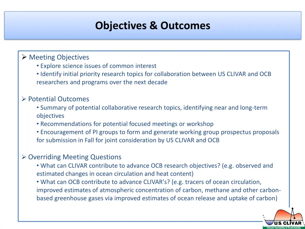 objectives outcomes