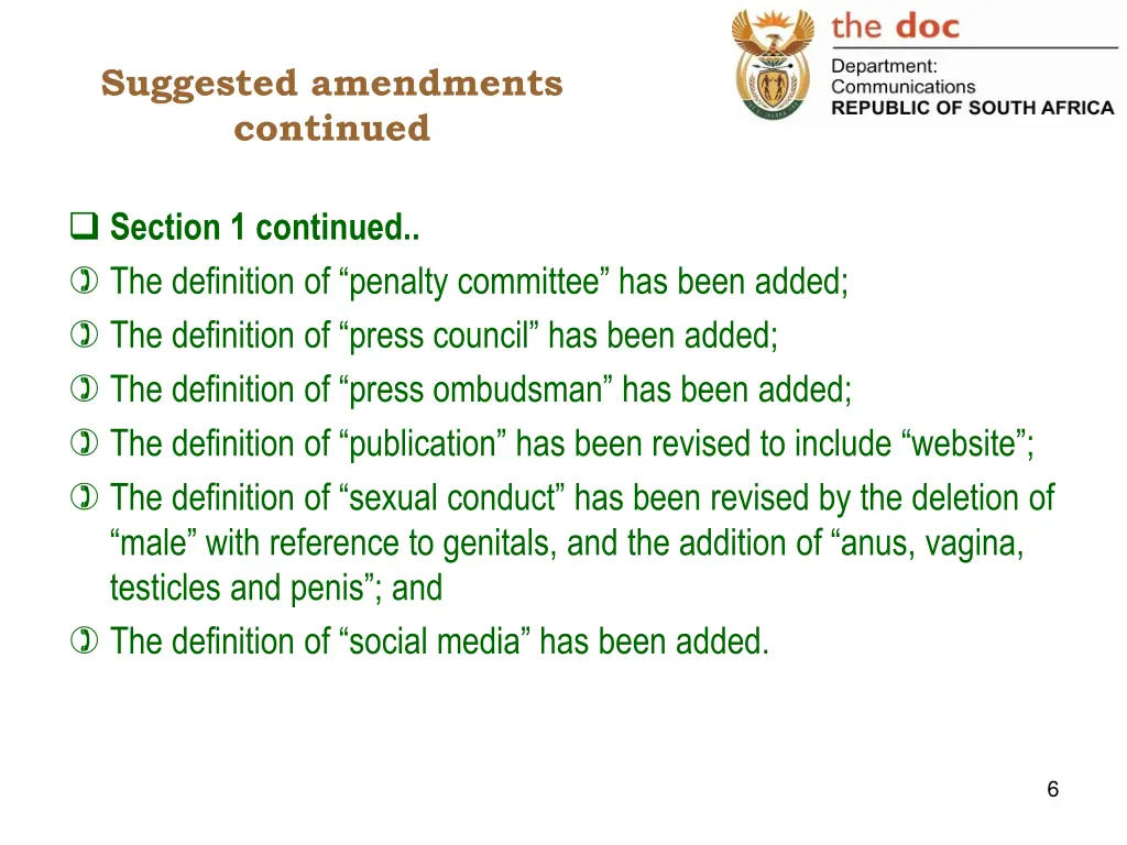 suggested amendments continued