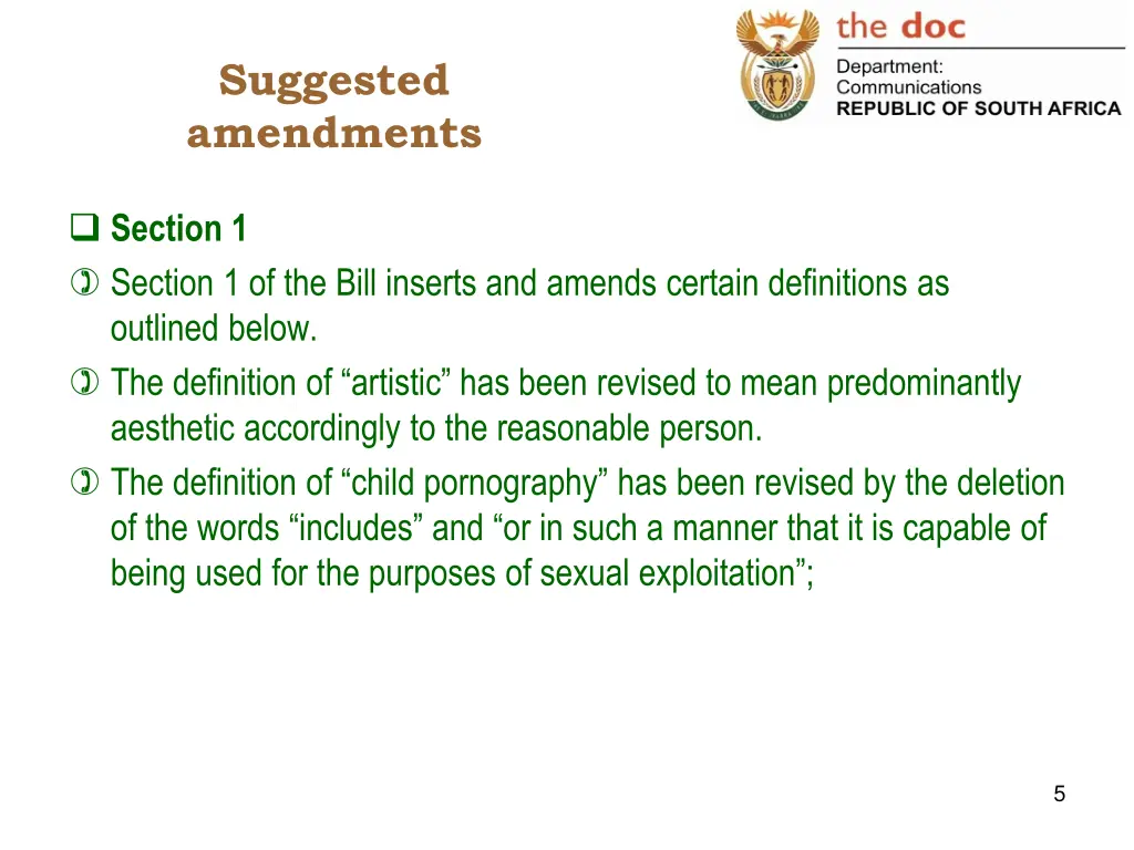 suggested amendments