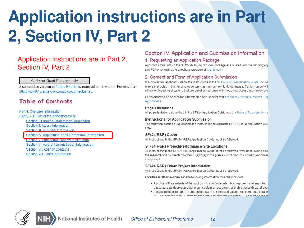 application instructions are in part 2 section