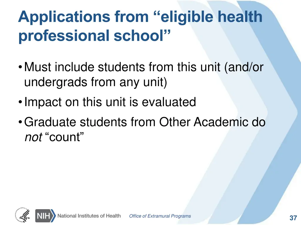 applications from eligible health professional