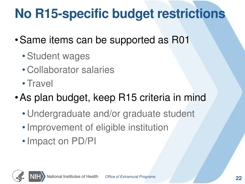 no r15 specific budget restrictions