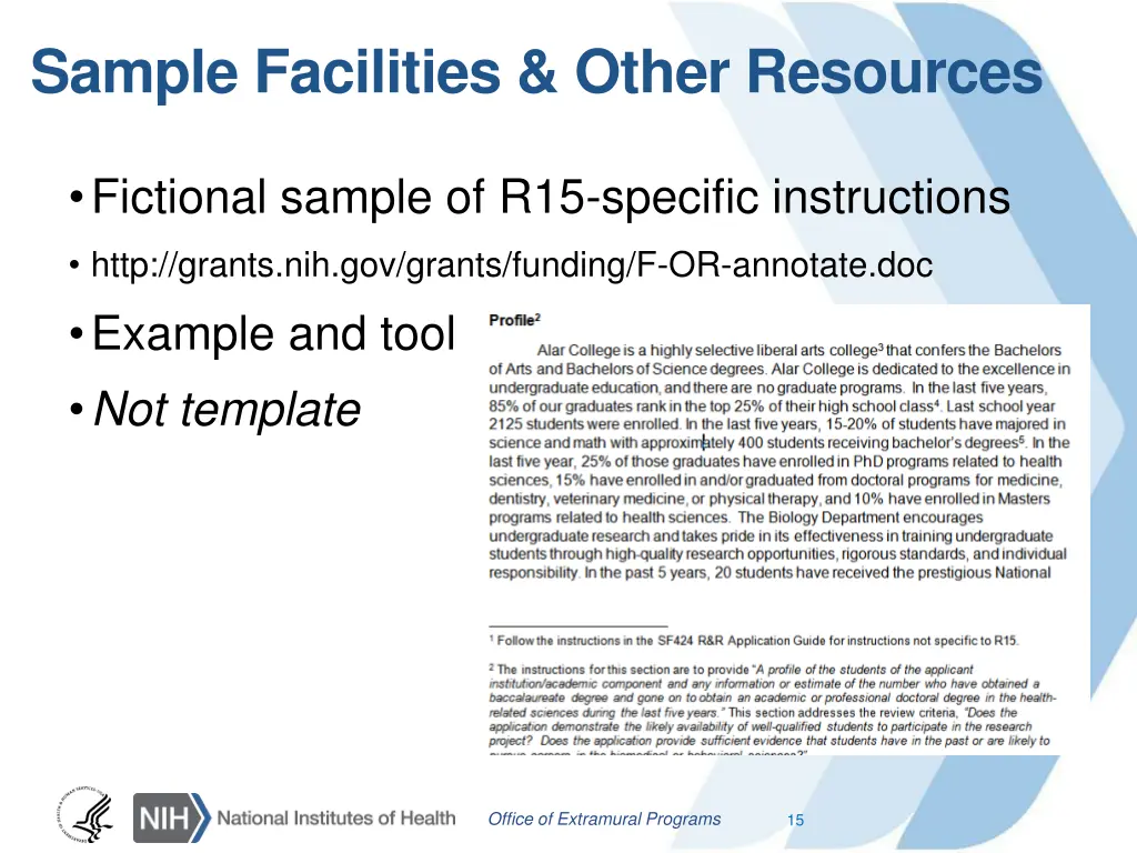 sample facilities other resources