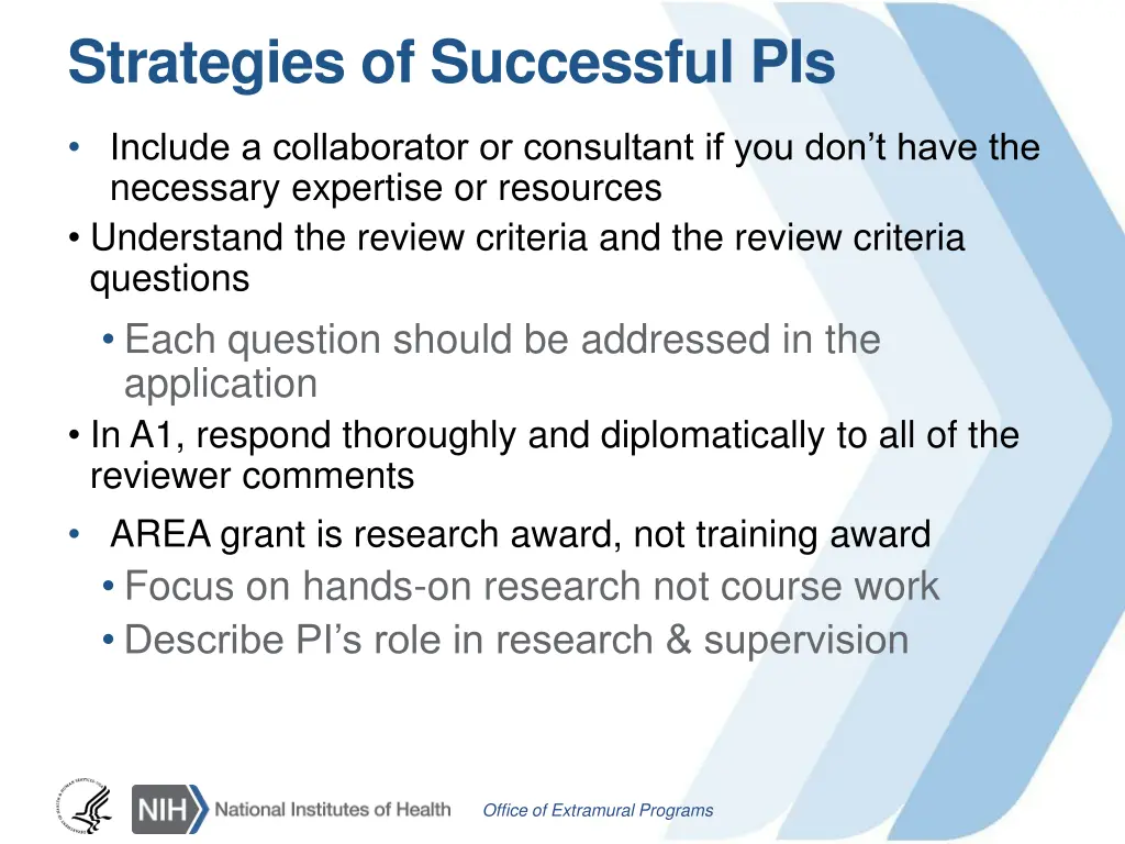 strategies of successful pis