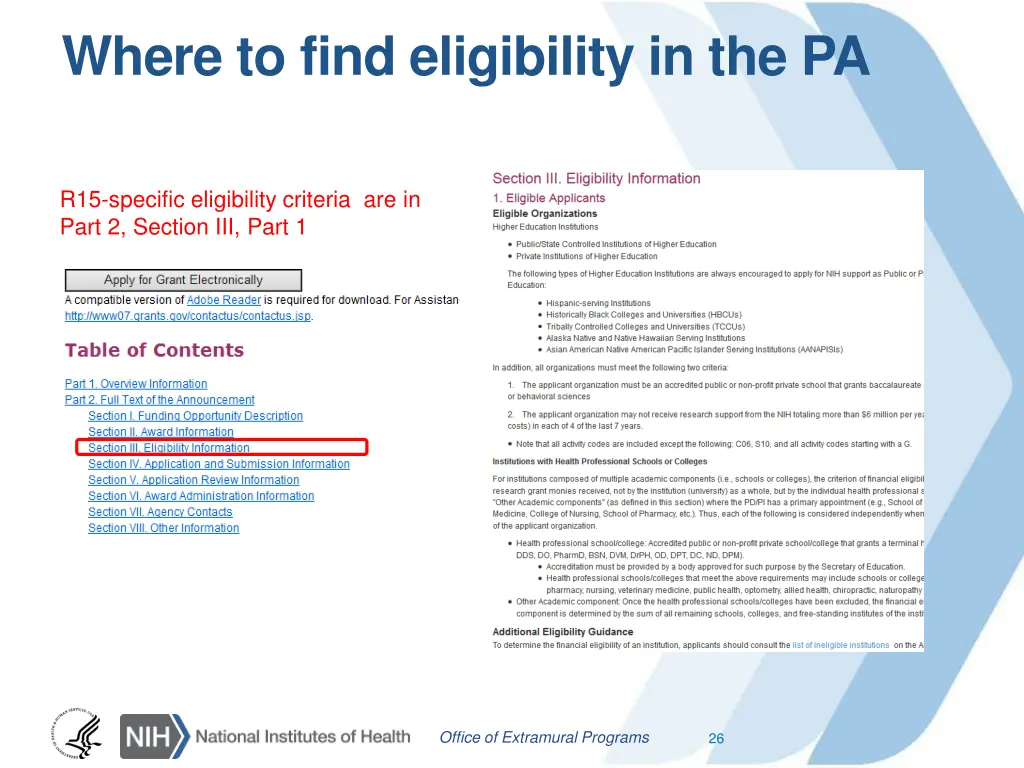 where to find eligibility in the pa