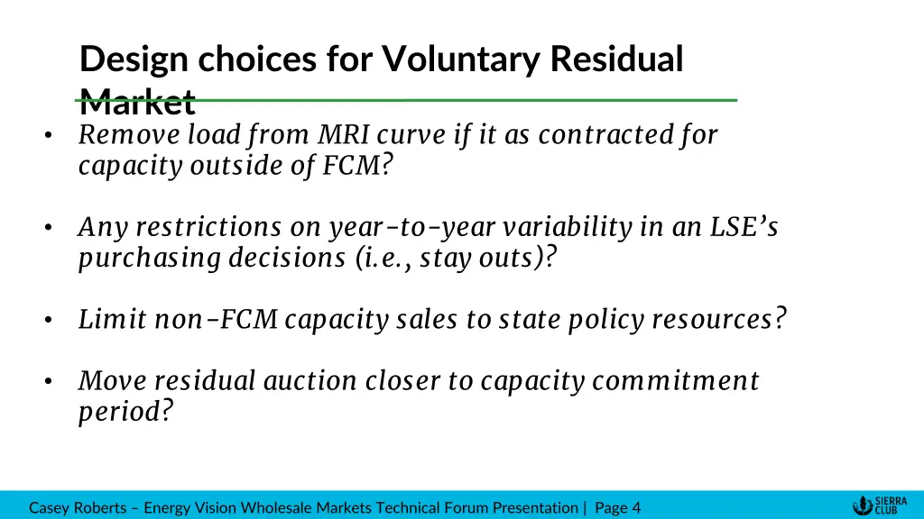 design choices for voluntary residual market