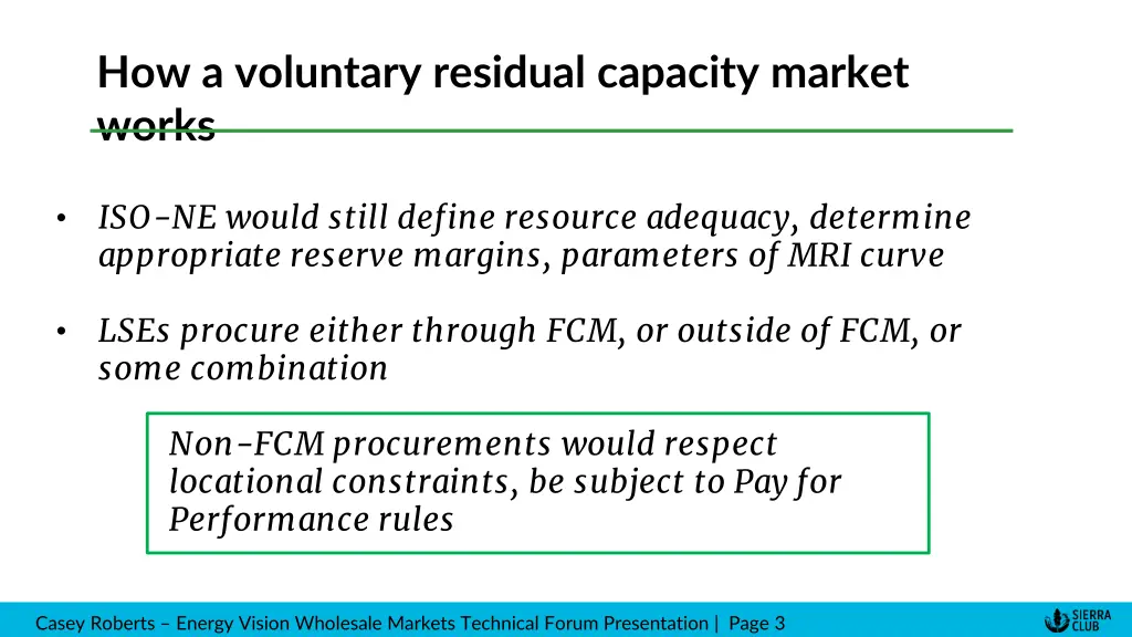 how a voluntary residual capacity market works