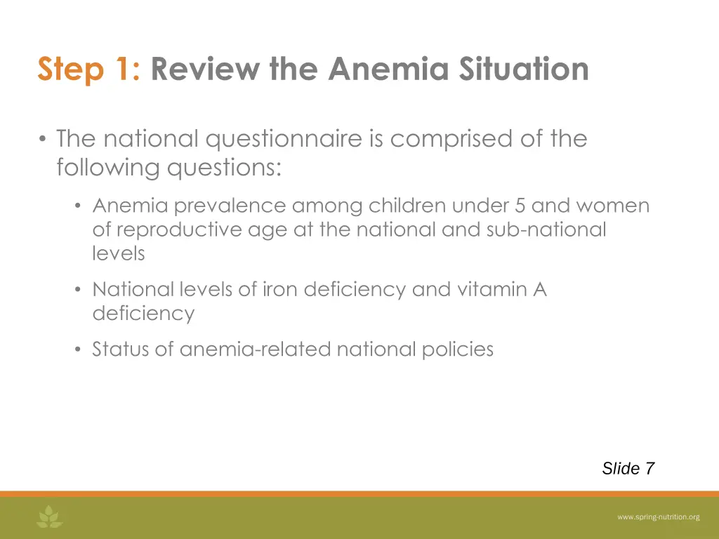 step 1 review the anemia situation