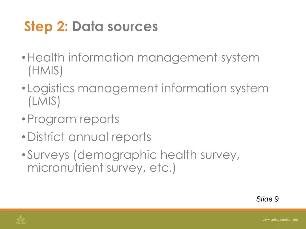 step 2 data sources