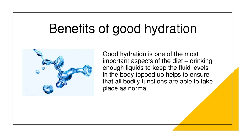 benefits of good hydration