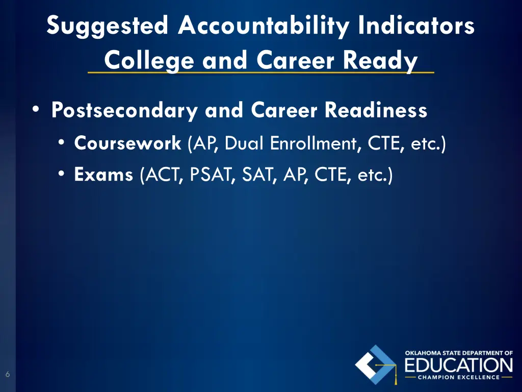 suggested accountability indicators college