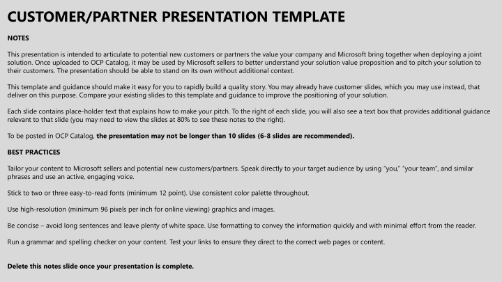 customer partner presentation template