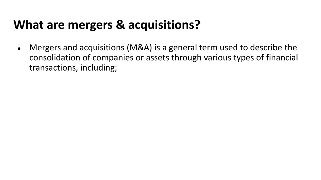 what are mergers acquisitions