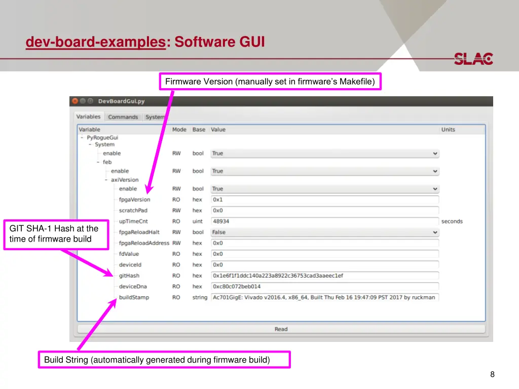 dev board examples software gui