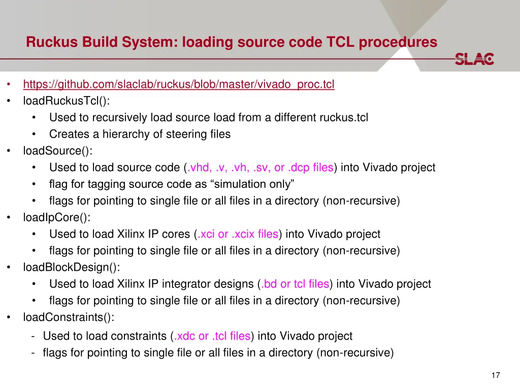 ruckus build system loading source code