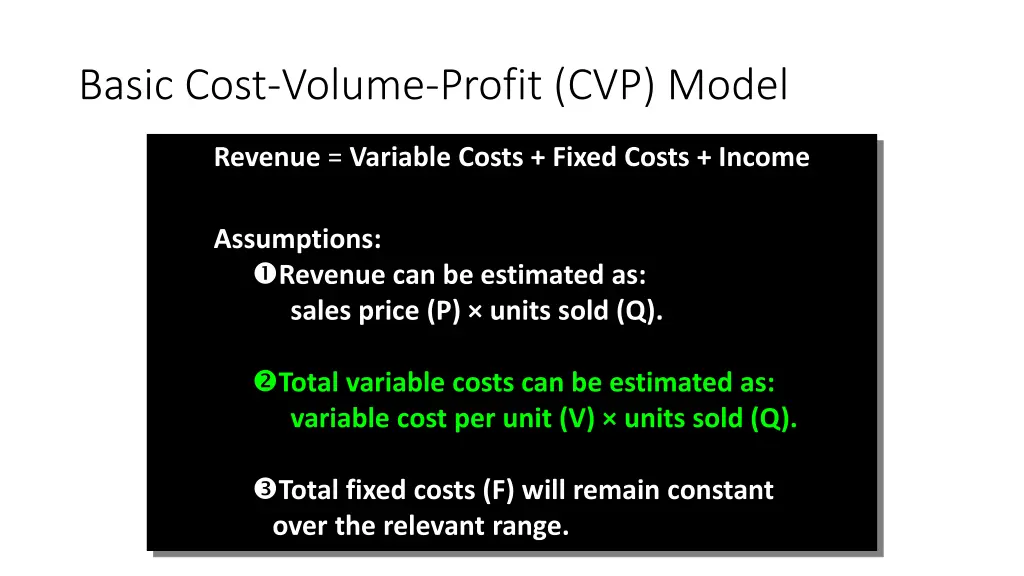 basic cost volume profit cvp model