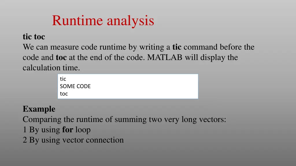 runtime analysis