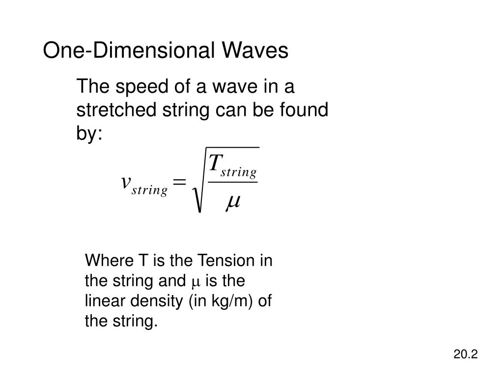 one dimensional waves