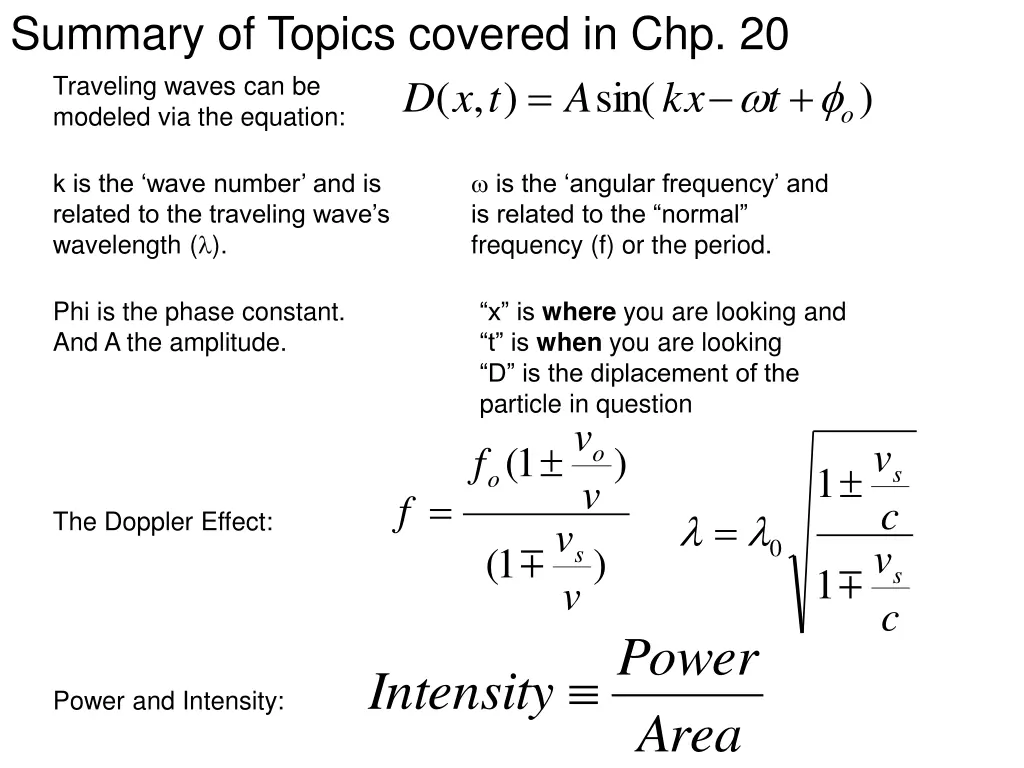 summary of topics covered in chp 20 traveling