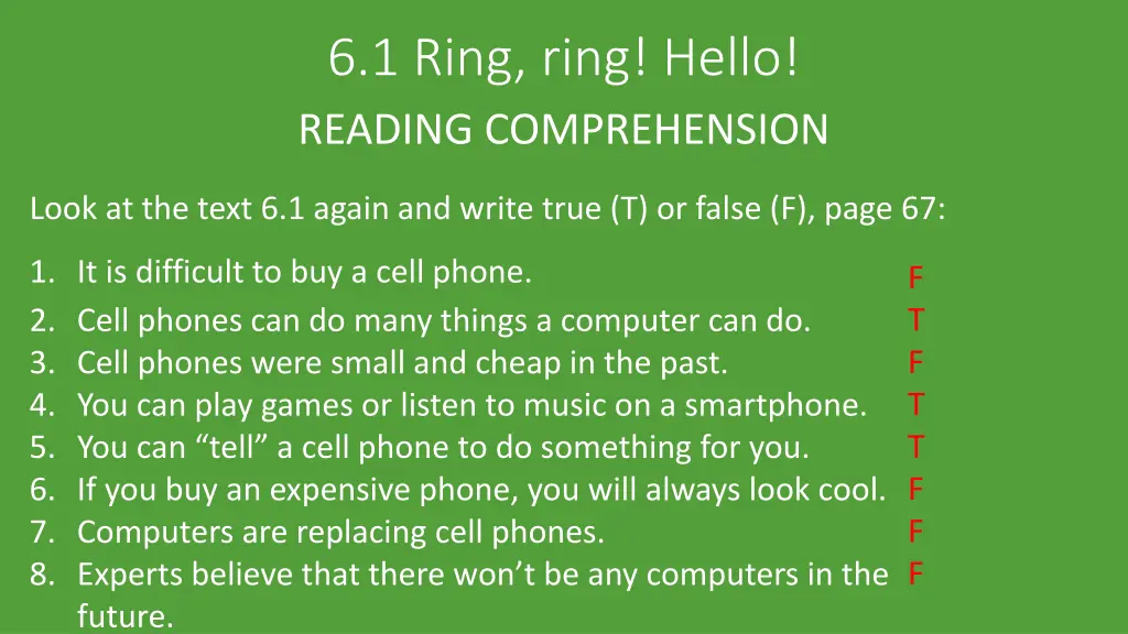 6 1 ring ring hello reading comprehension