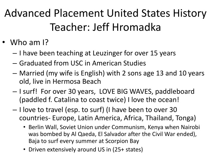 advanced placement united states history teacher